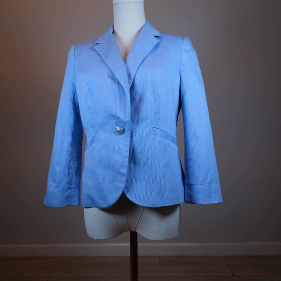 The Limited Womens Blazer Jacket Medium Blue Pattern Lined Career Girlboss - Picture 1 of 14